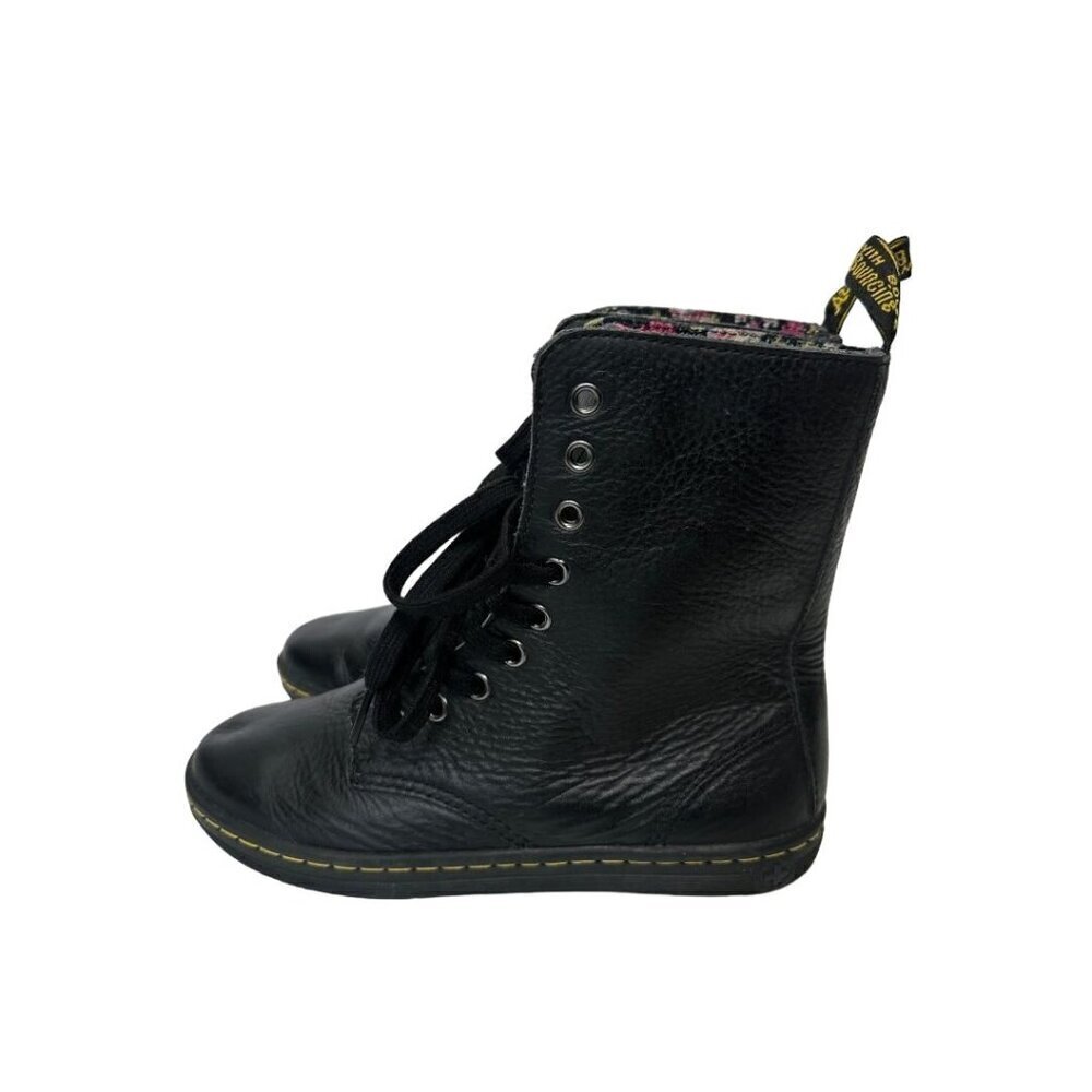 Dr. Martens Stratford Black Fold Over Floral Lined Leather Combat Boots US 7 - Picture 7 of 15